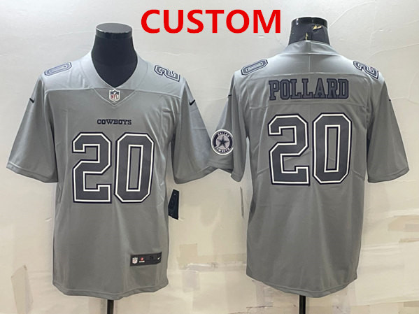 Men%27s Dallas Cowboys Custom With Patch Gray Atmosphere Fashion Stitched Jersey->customized nfl jersey->Custom Jersey